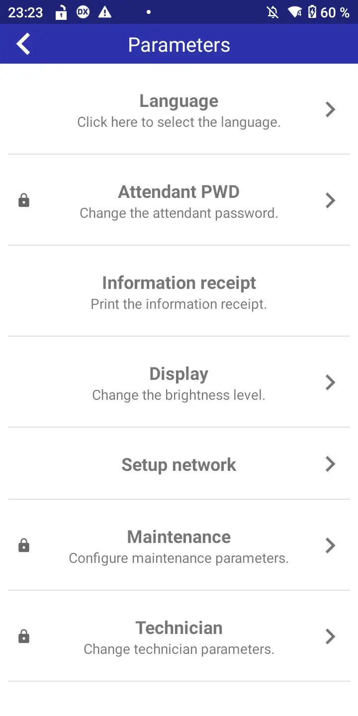 DX8000 parameter settings