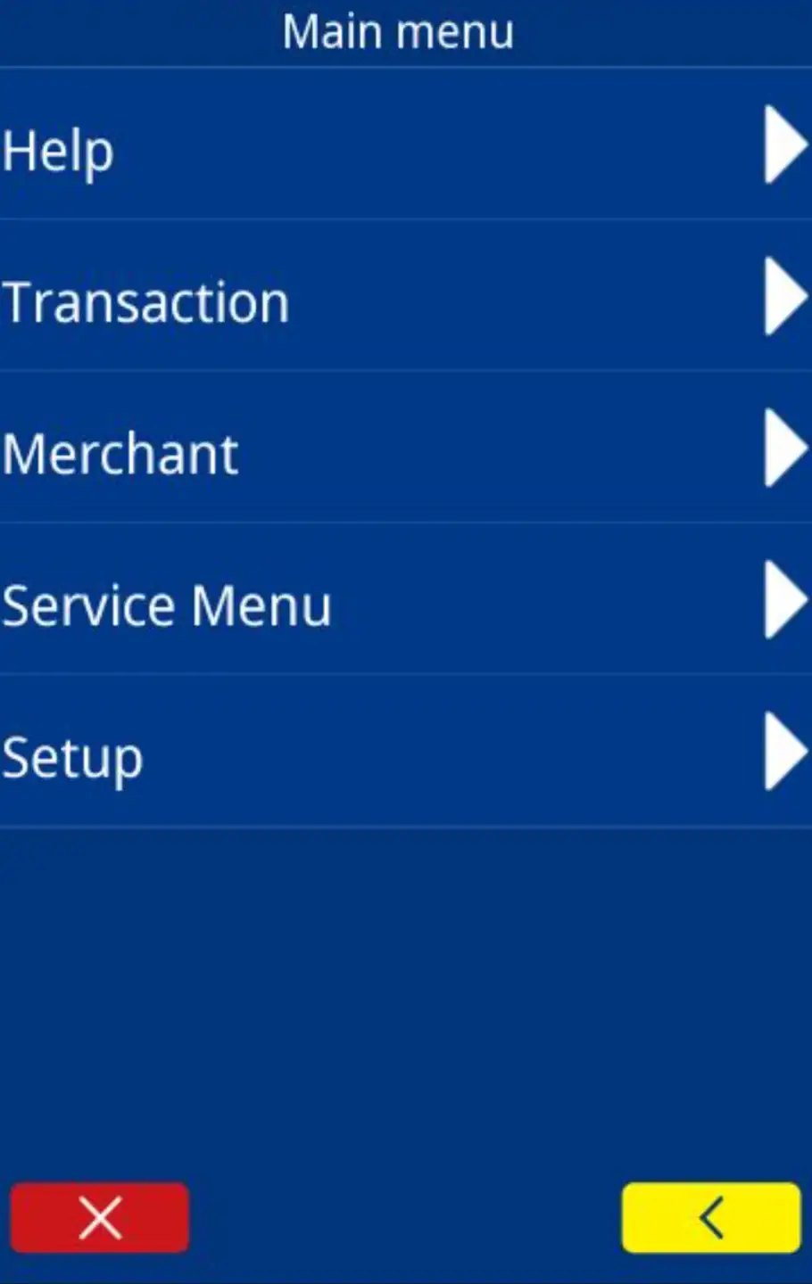 A920 merchant menu opened through the hamburger icon